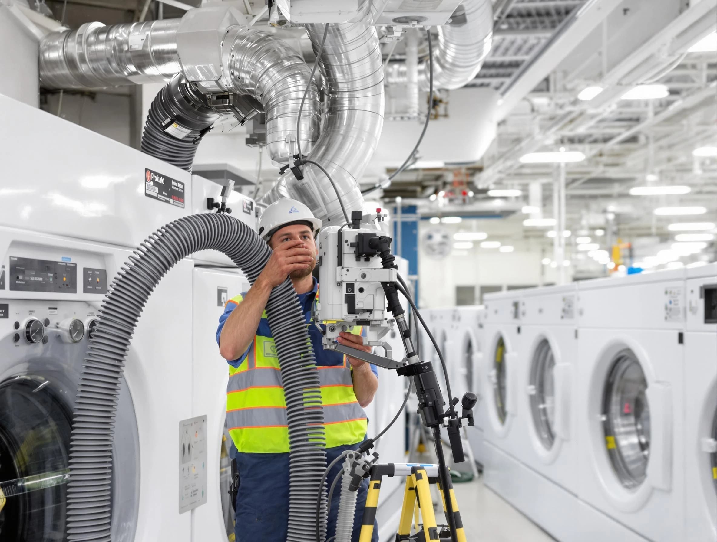 Lindon Dryer Vent Cleaning team performing commercial-grade dryer vent cleaning at a business facility in Lindon